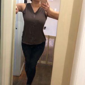 Brown zip up tank top